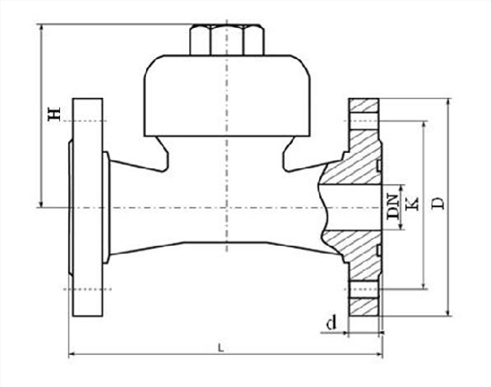 Основные габаритные и присоединительные размеры термодинамического конденсатоотводчика 45с22нж